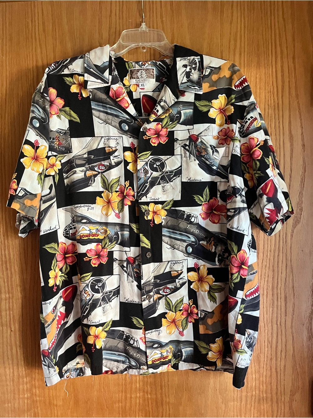 Vintage Kalaheo Hawaiian Shirt WWII Planes Bombers Airplane